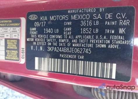 2018 Kia Rio S from USA, damaged, VIN 3KPA24AB8JE062745